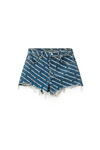 SHORTS SFRANGIATI IN DENIM BLU INTENSO CON LOGO