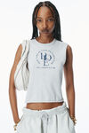 Alexander Wang light heather grey cut-off logo muscle tee