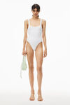 alexander wang bodysuit in textured jacquard jersey white
