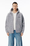 Alexander Wang grey multi 手钩徽标装饰灰色加大款圆领连帽衫