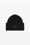 Alexander Wang black 圆顶徽标针织帽（罗纹羊毛弹力）