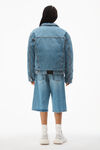 alexander wang padded trucker jacket in denim vintage medium indigo