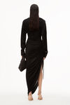alexander wang asymmetrical drape dress in sheer jersey black