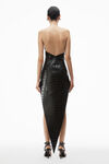 Alexander Wang black robe mi-longue en cuir croco gaufré à ourlet en pointe