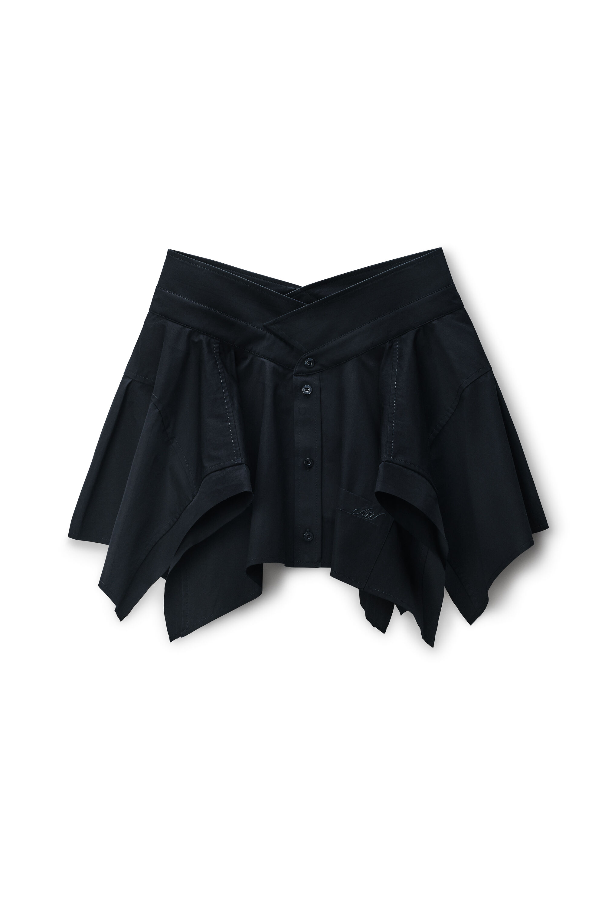 Black Deconstructed Cotton Skirt in BLACK | alexanderwang®