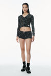 Alexander Wang washed black multi 花卉图案华夫格针织开衫
