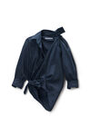 Alexander Wang smog navy plaid navy plaid asymmetric button up shirt