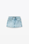 Alexander Wang bleach mid rise mini skort in comfort stretch denim