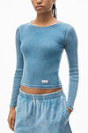 Alexander Wang washed blue long-sleeve tee in ribbed cotton
