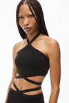 alexander wang 粘胶纤维针织徽标挂脖上衣 black