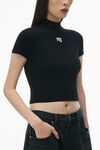alexander wang 徽标贴饰紧身针织半高领上衣 black