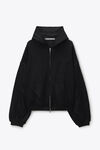 Alexander Wang black 黑色褶皱毛圈布连帽衫