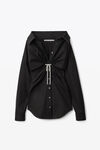 alexander wang crystal tie twist dress in cotton poplin black