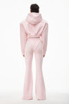alexander wang cropped zip up hoodie in velour light pink
