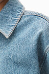 alexander wang 牛仔布透明烫钻加大版型衬衫 vintage light indigo
