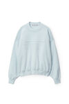 Alexander Wang ariel blue logo embossed ribbed pullover in soft chenille