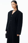 Alexander Wang black/charcoal collarless coat in double tweed wool