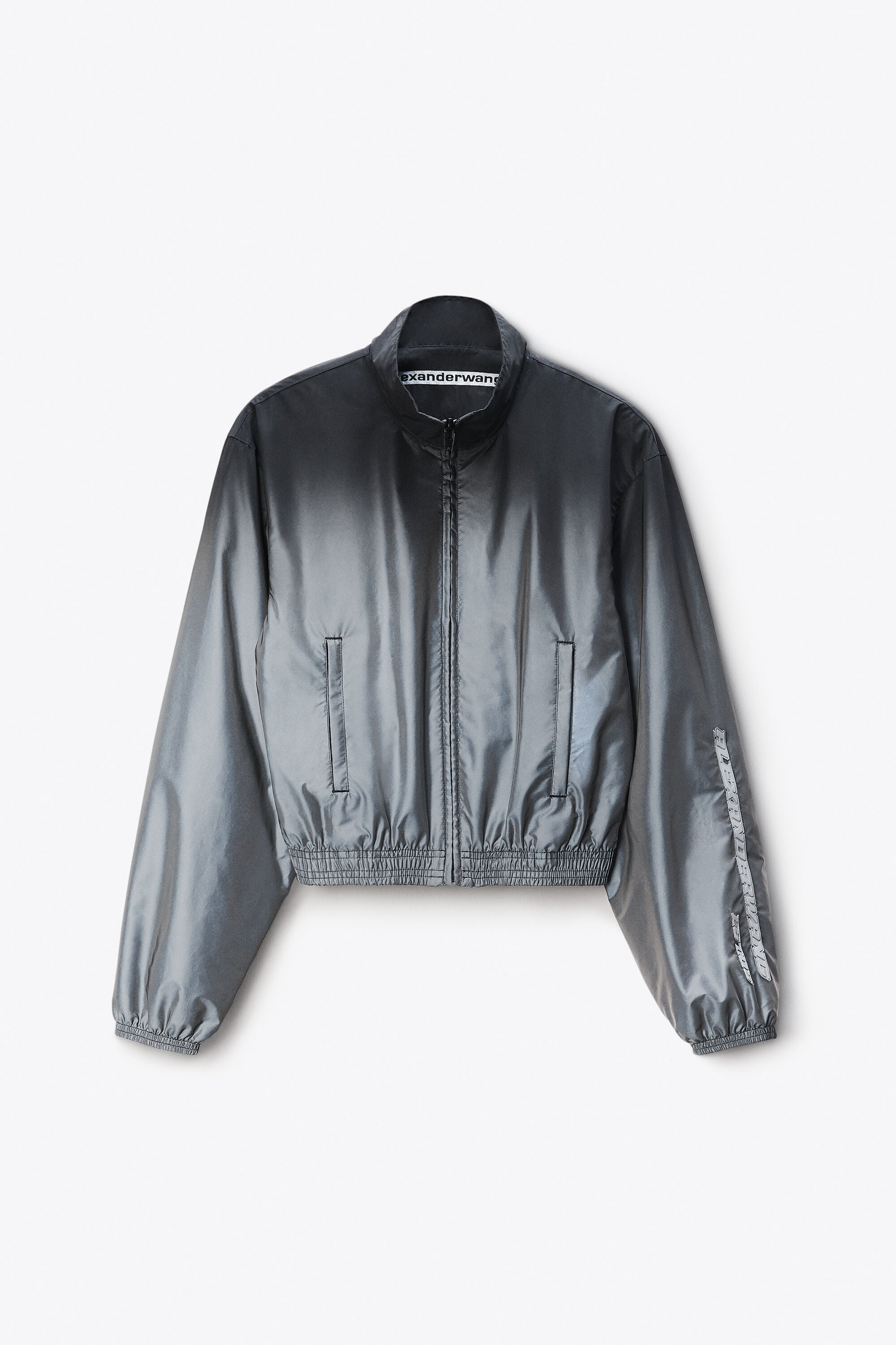 Reflective Track Jacket Shrunken in SILVER/BLACK | alexanderwang®