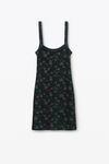 Alexander Wang washed black multi 花卉图案华夫格针织连衣裙