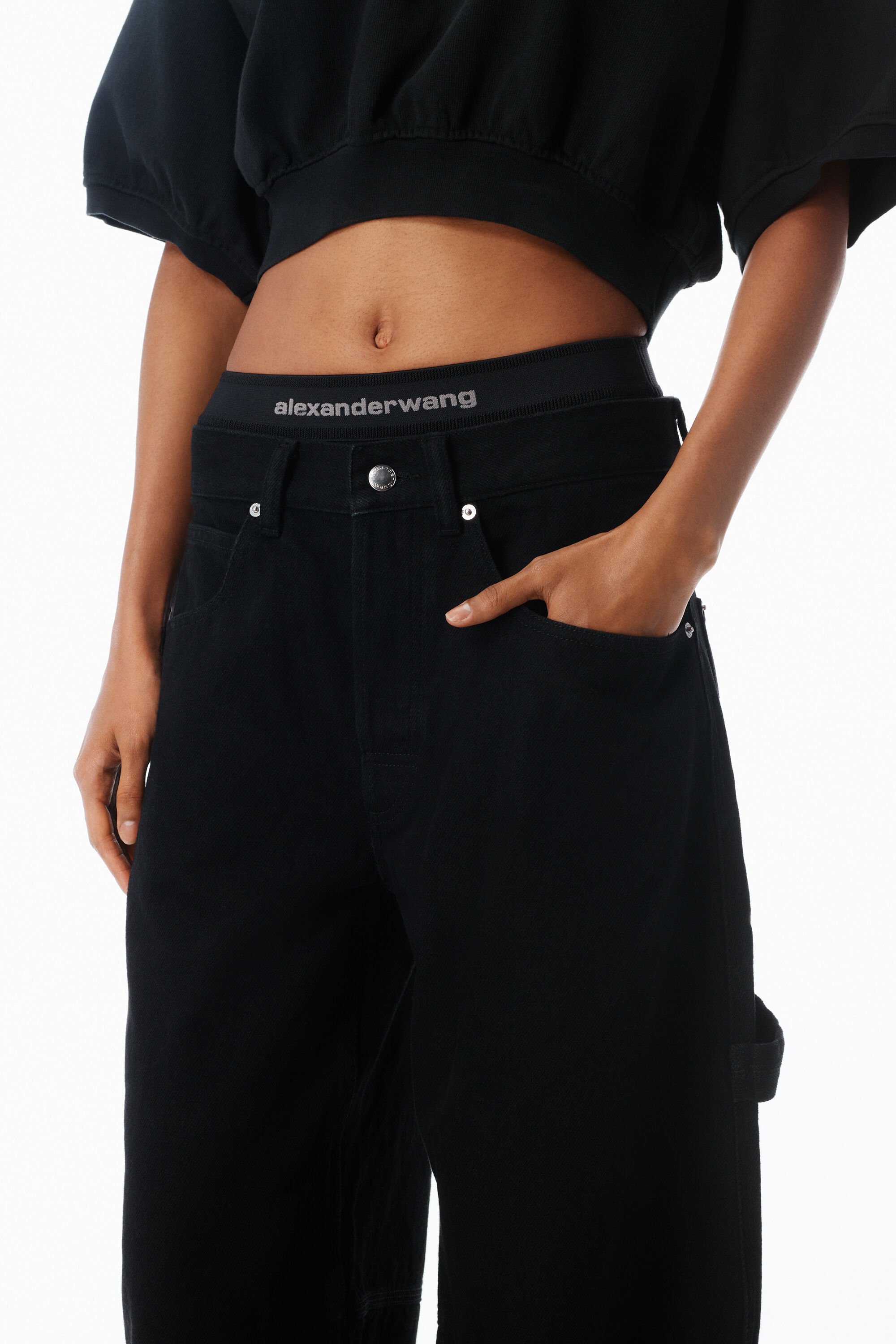 Pre-Styled Mid-Rise Jean Oversized in WASHED BLACK | alexanderwang®