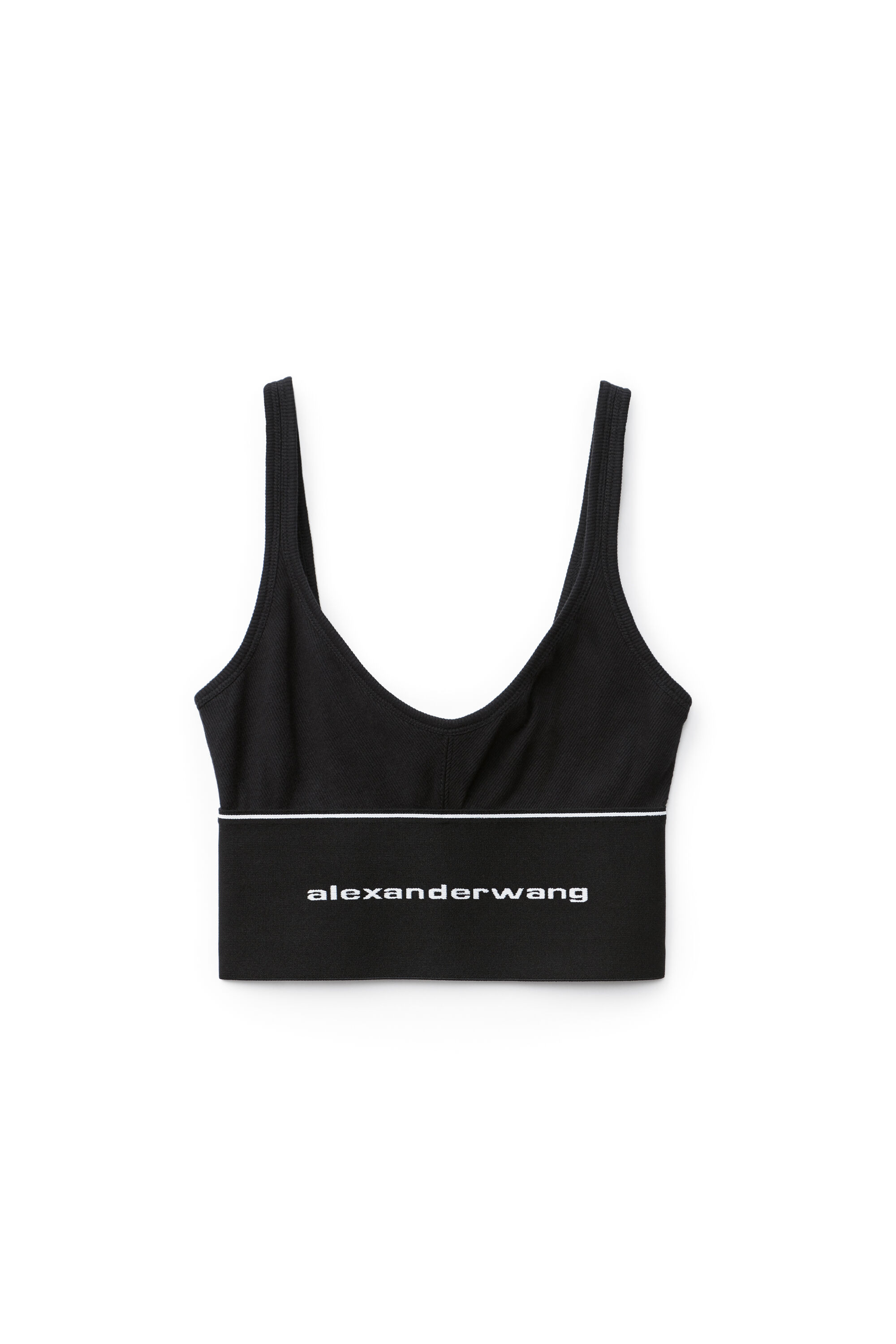 alexanderwang LOGO ELASTIC BRA IN RIBBED JERSEY BLACK 