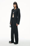 Alexander Wang black collarless tailored jacket with slits in wool blend