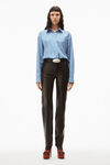alexander wang apple boyfriend shirt in compact cotton blue/pink
