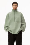 alexander wang half zip sweatshirt in japanese jersey chrome green