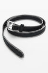 Alexander Wang black/silver 皱褶皮革细拉链腰带
