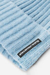 Alexander Wang sky blue ribbed beanie with logo flag tag