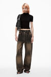 Alexander Wang black logo short sleeve mockneck top
