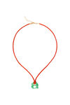 LETTER A PENDANT CORD NECKLACE IN JADE