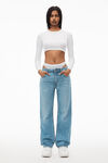 alexander wang layered loose jean in denim vintage light indigo