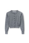 Alexander Wang heather grey logo cropped cardigan in superfine merino