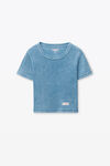 Alexander Wang washed blue cropped short-sleeve baby tee in ribbed cotton
