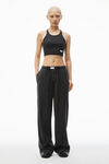 Alexander Wang washed black cropped racer tank in ribbed cotton