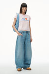 Alexander Wang lt pink bleach out “love our customers”字样紧身 t 恤