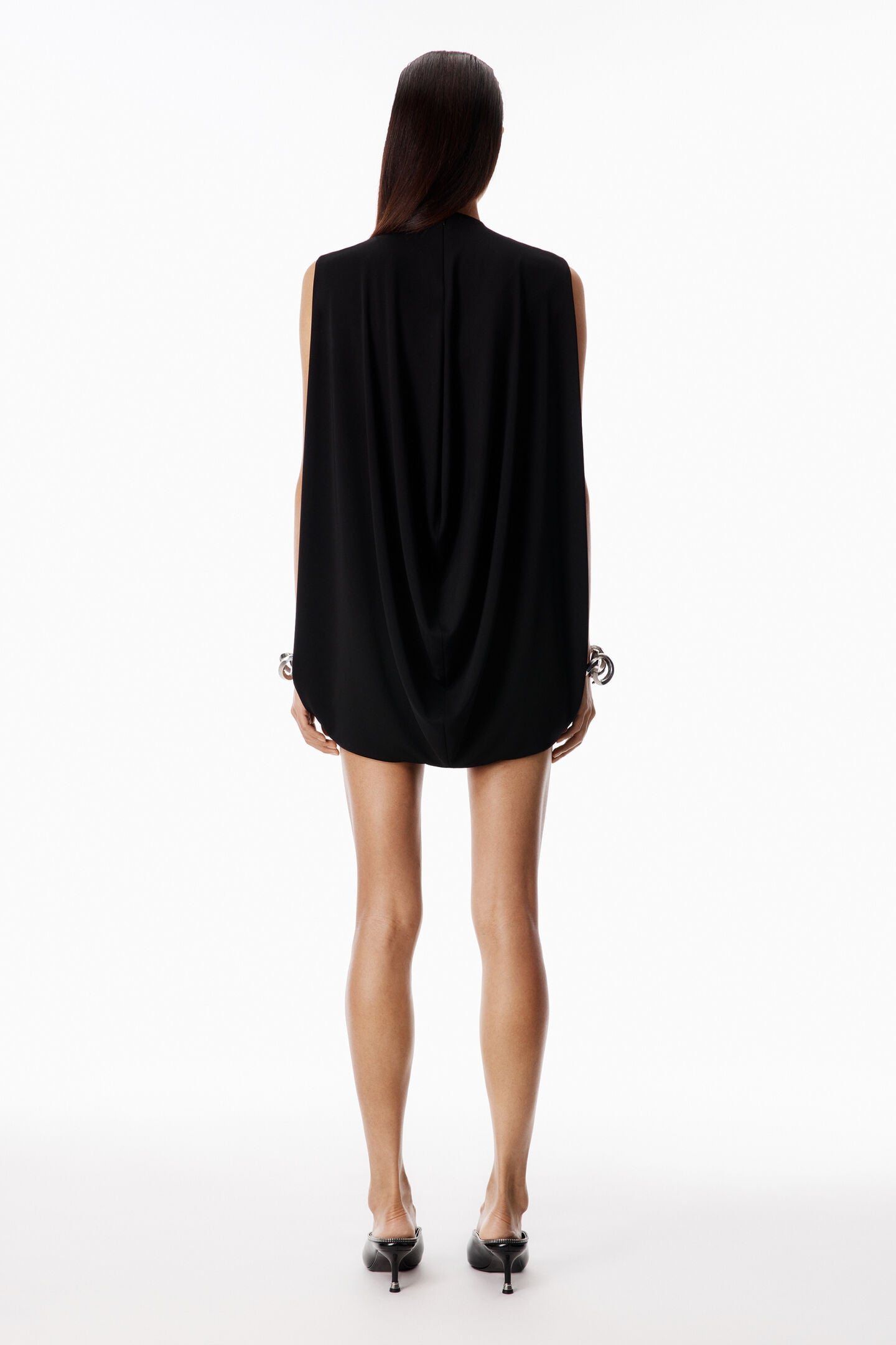 Alexander Wang Fitted Mini Dress With Drape Back In Black