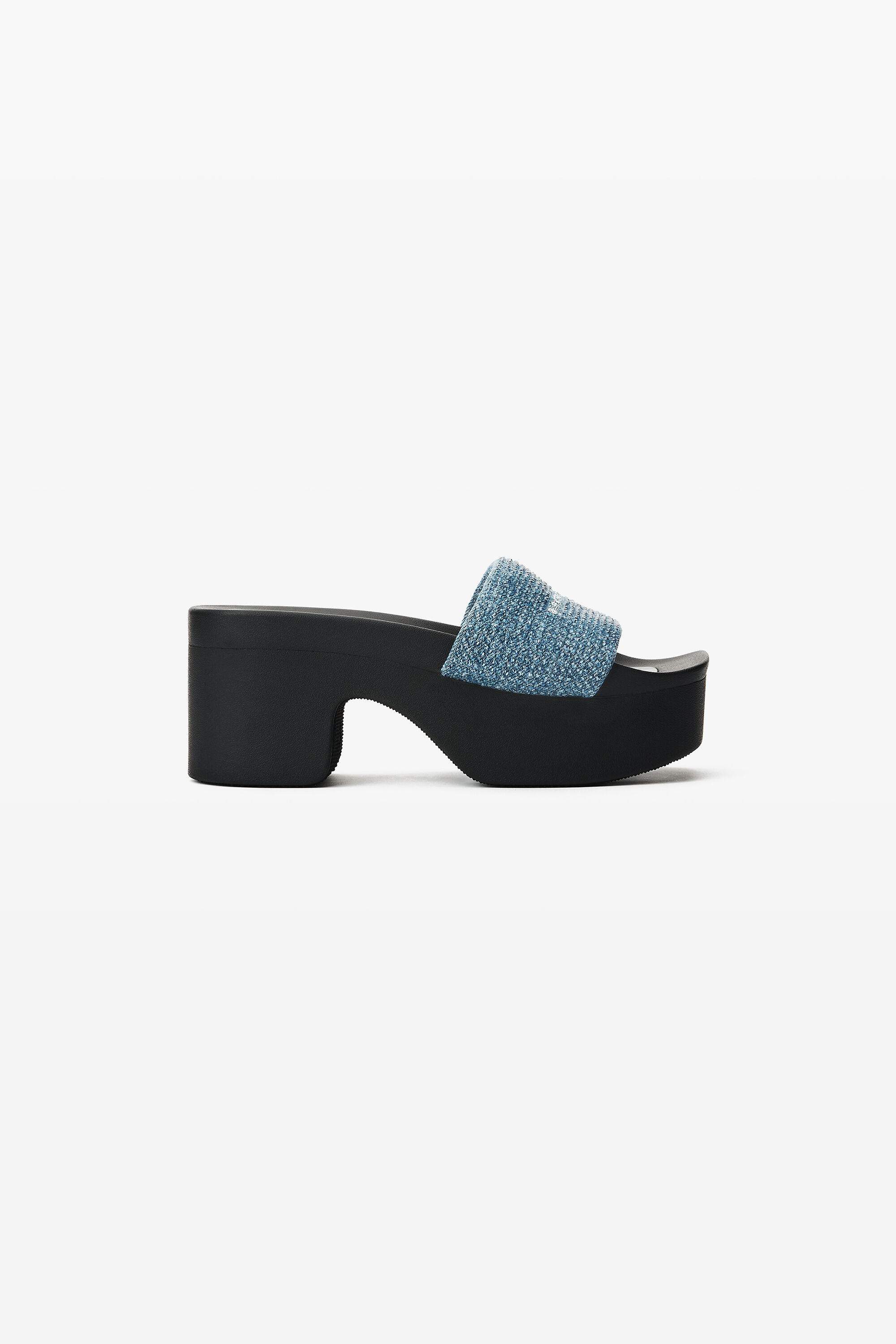 alexanderwang ミュール38 CRYSTAL DENIM PLATFORM AW POOL SLIDE in VINTAGE MEDIUM INDIGO