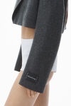 Alexander Wang charcoal cropped blazer in wool twill with clear bead hotfix