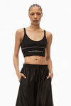 alexander wang 徽标装饰罗纹针织弹力文胸 black