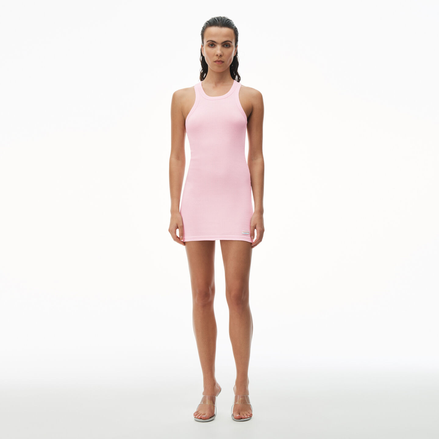 Alexander Wang Womens Racer Tank Dress In Ribbed Cotton In Light Pink