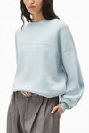 Alexander Wang ariel blue logo embossed ribbed pullover in soft chenille