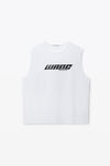 Alexander Wang white top bianco con taglio a laser e logo