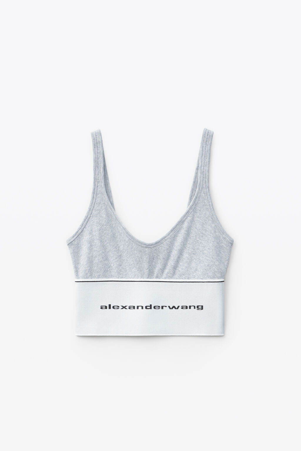 alexanderwang LOGO ELASTIC BRA IN RIBBED JERSEY GREY