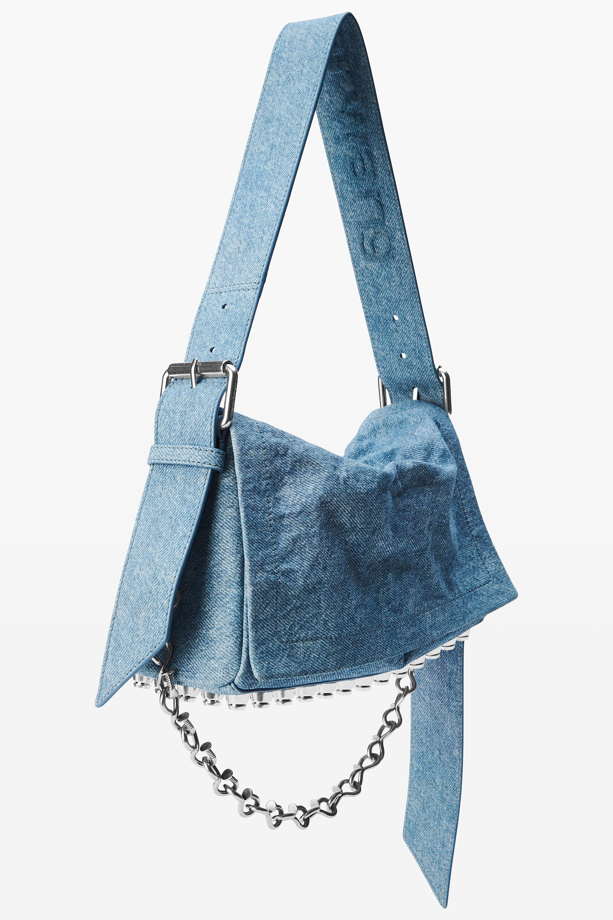 Denim Ricco Medium Flap Bag in BLUE | alexanderwang®