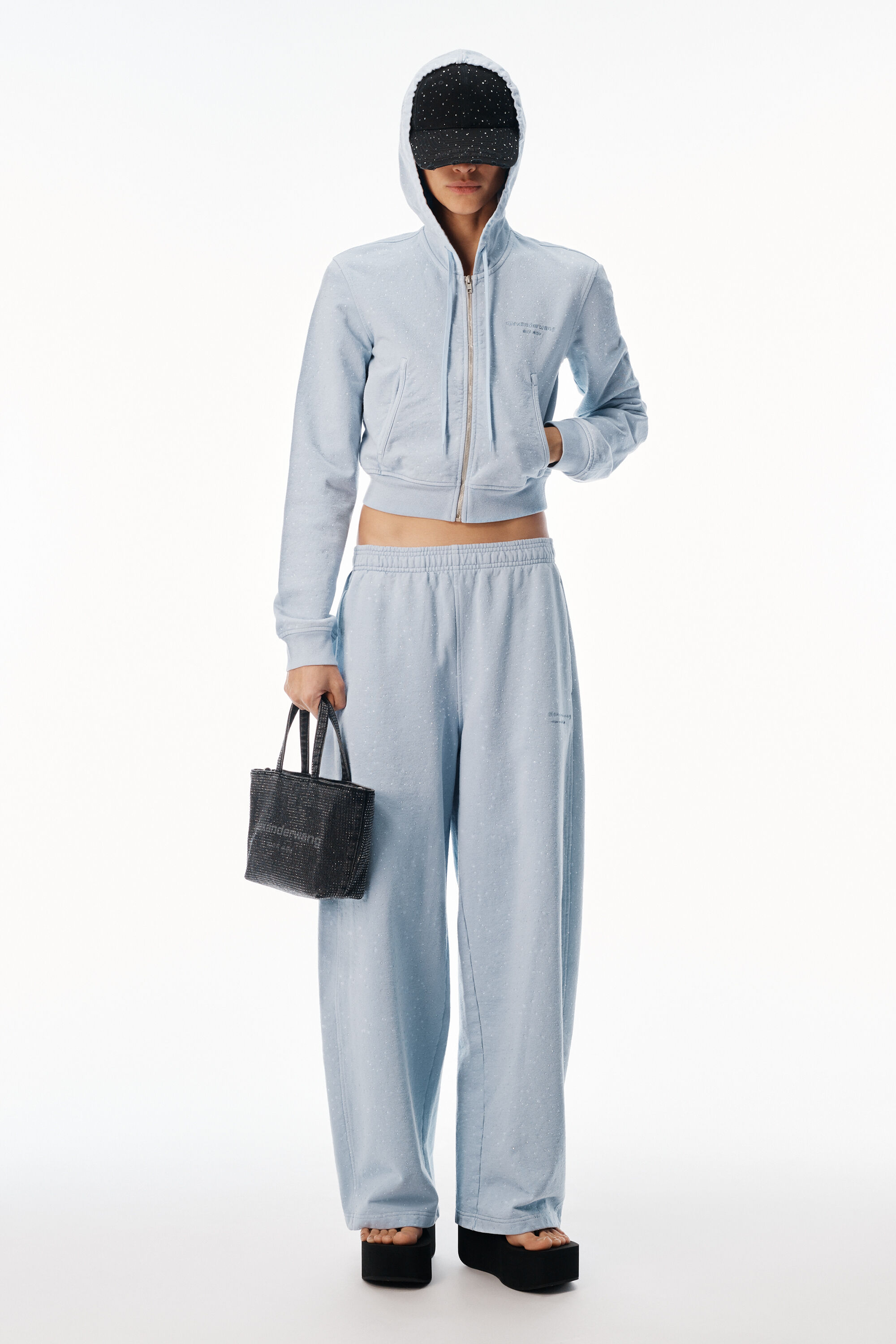 CRYSTAL HOTFIX MID-RISE RELAXED SWEATPANT in WASHED SKY