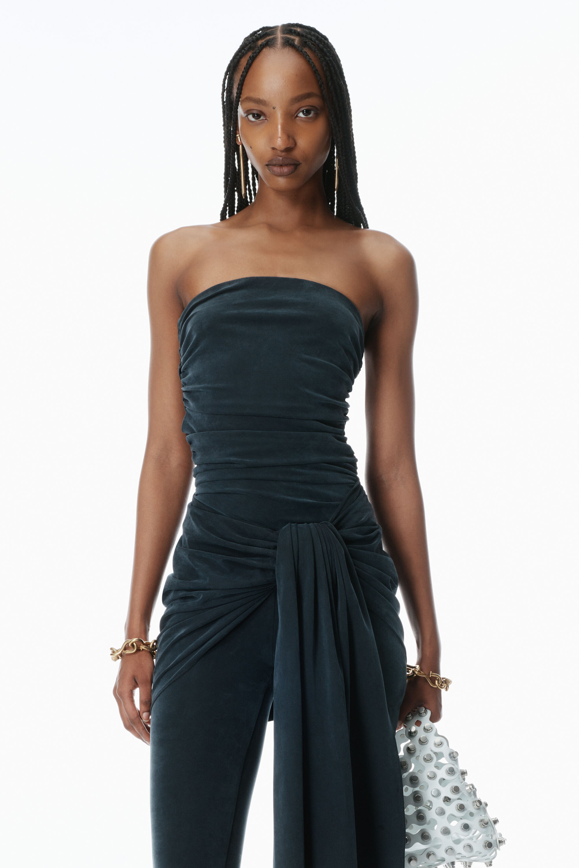Pre-Styled Wrap Catsuit in GREY | alexanderwang®