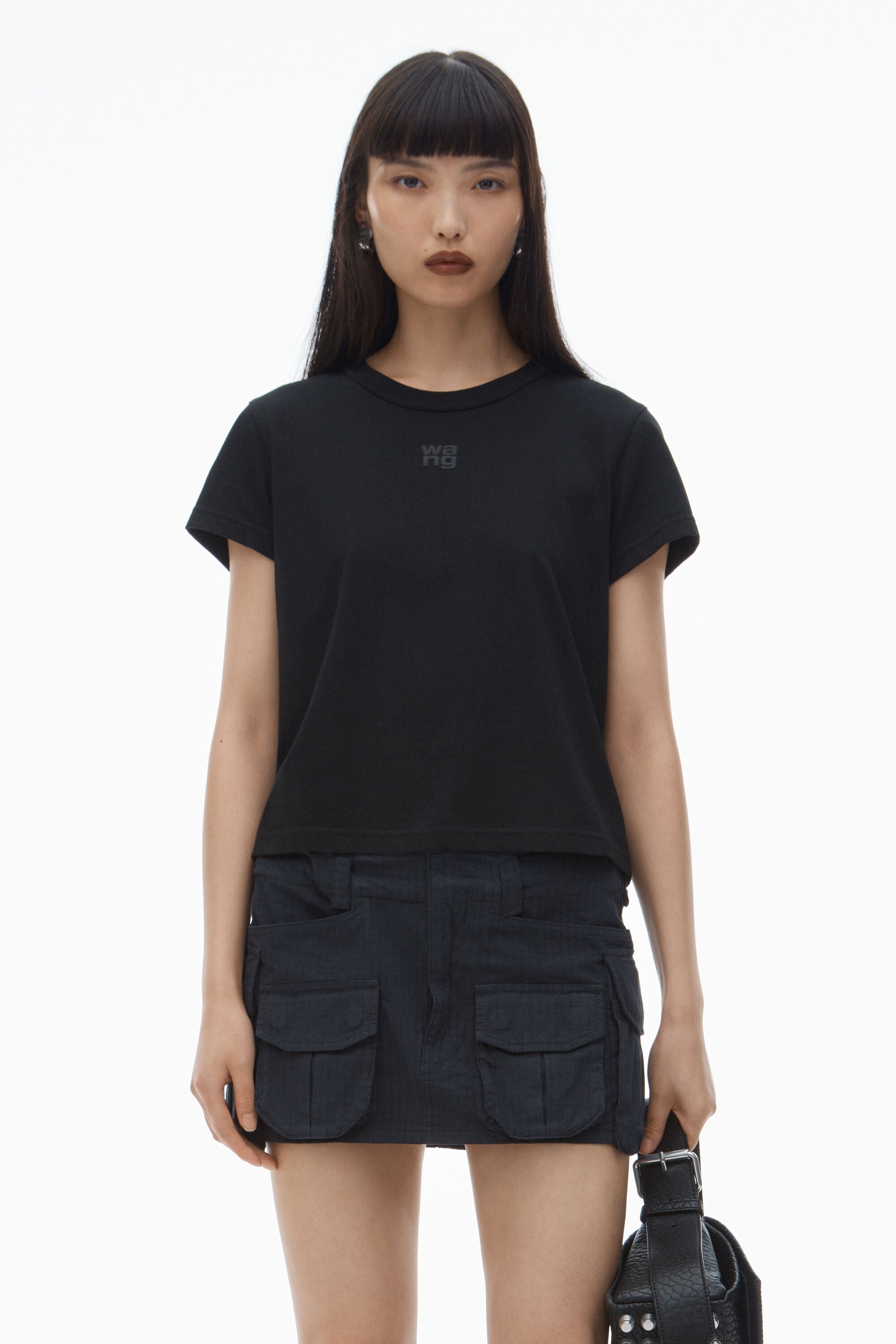 puff logo tee in cotton jersey in BLACK | alexanderwang®