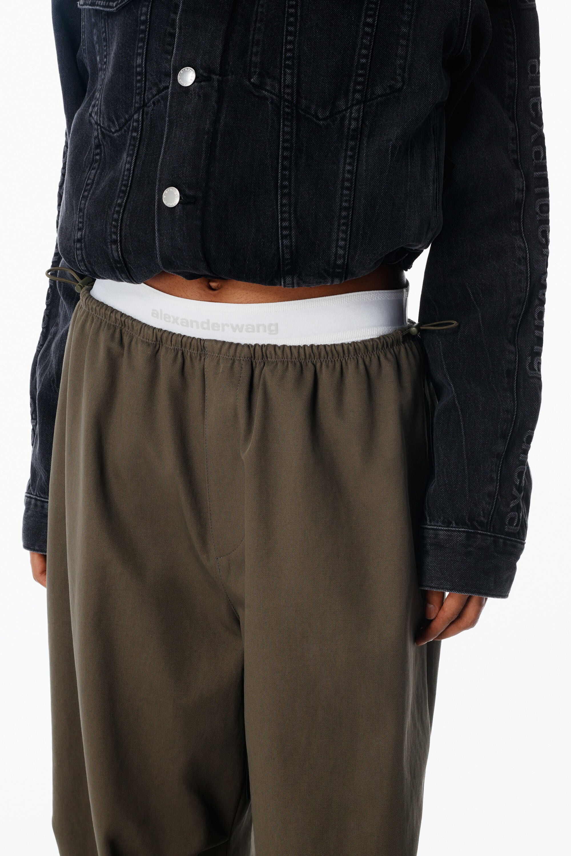 Pre-styled Mid-Rise Track Pant in ARMY GREEN | alexanderwang®